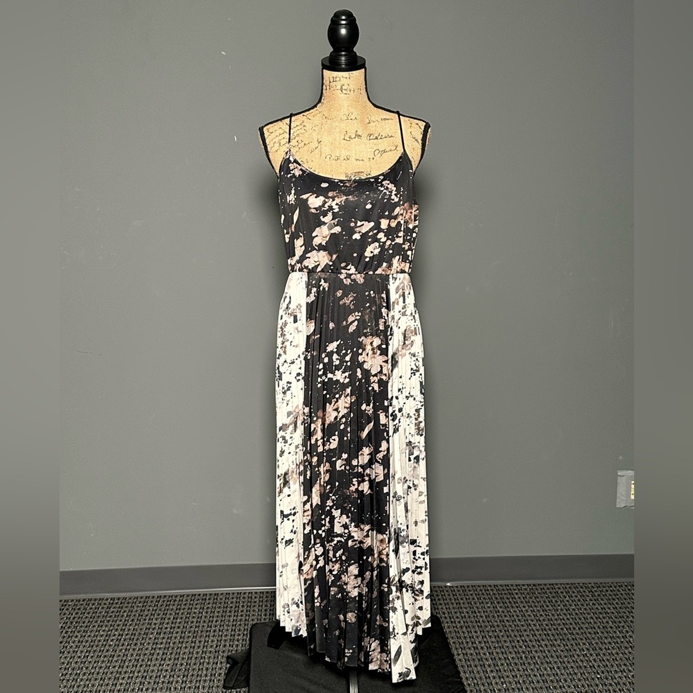 All Saints satin pleated midi dress acid wash size large